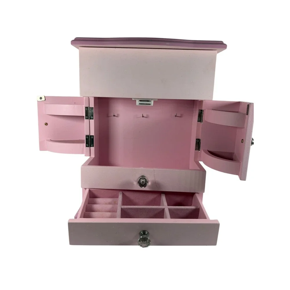 Unbranded Jewelry Armoire Kids OS Pink Good Musical Bird Flower Wood Box